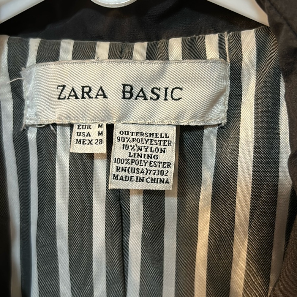 Zara Basic Black Button Down Trench Coat Size Med… - image 3